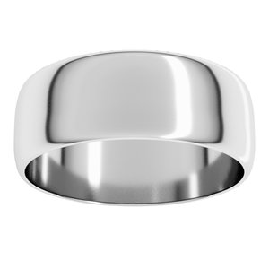 18K White 7 mm Ultra-Lightweight Half Round Band Size 15