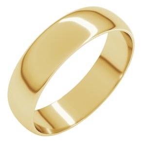 18K Yellow 5 mm Ultra-Lightweight Half Round Band Size 16.5