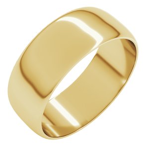 10K Yellow 7 mm Ultra-Lightweight Half Round Band Size 13.5