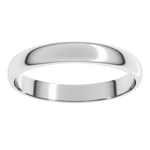 14K White 3 mm Ultra-Lightweight Half Round Band Size 16.5