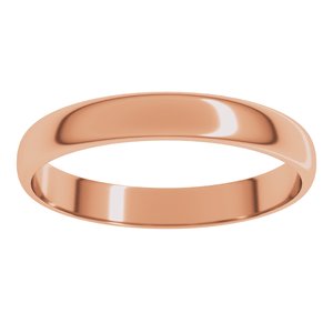 14K Rose 3 mm Ultra-Lightweight Half Round Band Size 16
