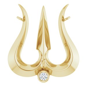 14K Yellow Gold .03 CT Natural Diamond Shiva Trishula Necklace Center