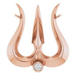 14K Rose Gold .03 CT Natural Diamond Shiva Trishula Necklace Center