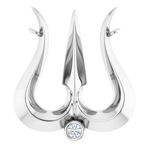 Platinum .03 CT Natural Diamond Shiva Trishula Necklace Center