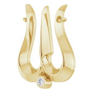 14K Yellow Gold .03 CT Natural Diamond Shiva Trishula Necklace Center