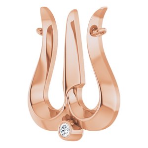 14K Rose Gold .03 CT Natural Diamond Shiva Trishula Necklace Center