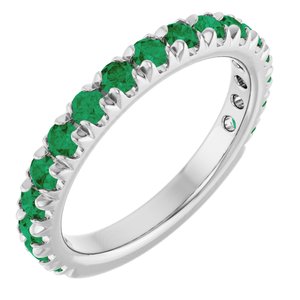Platinum Lab-Grown Emerald French-Set Anniversary Band