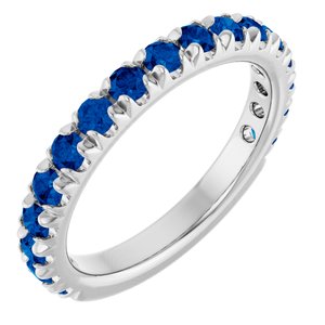 Platinum Natural Blue Sapphire French-Set Anniversary Band