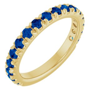 14K Yellow Gold Natural Blue Sapphire French-Set Anniversary Band