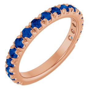 14K Rose Gold Lab-Grown Blue Sapphire French-Set Anniversary Band