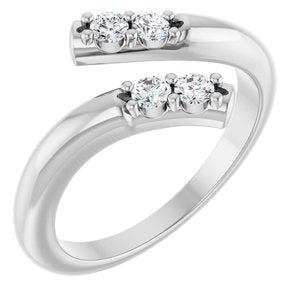 18K Palladium White 4-stone Bypass Family Ring Mounting