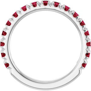 Platinum Natural Ruby French-Set Anniversary Band