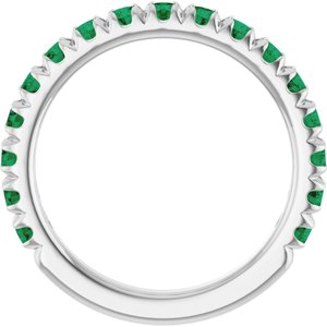 14K White Gold Lab-Grown Emerald French-Set Anniversary Band