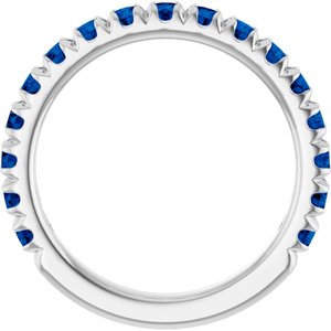Platinum Lab-Grown Blue Sapphire French-Set Anniversary Band