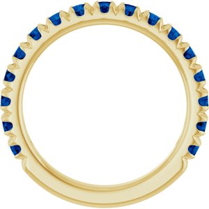 14K Yellow Gold Lab-Grown Blue Sapphire French-Set Anniversary Band