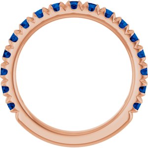 14K Rose Gold Natural Blue Sapphire French-Set Anniversary Band