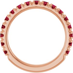 14K Rose Gold Lab-Grown Ruby French-Set Anniversary Band