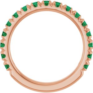 14K Rose Gold Natural Emerald French-Set Anniversary Band