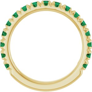 14K Yellow Gold Lab-Grown Emerald French-Set Anniversary Band