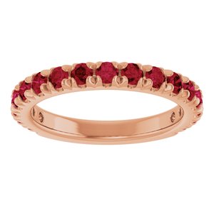 14K Rose Gold Lab-Grown Ruby French-Set Anniversary Band