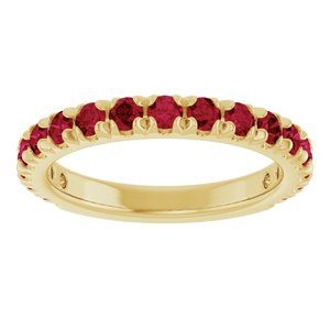 14K Yellow Gold Natural Ruby French-Set Anniversary Band