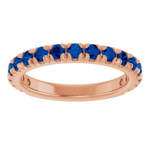 14K Rose Gold Lab-Grown Blue Sapphire French-Set Anniversary Band