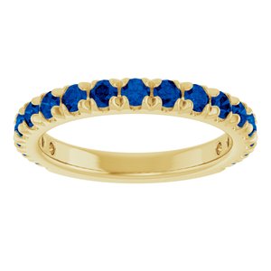 14K Yellow Gold Natural Blue Sapphire French-Set Anniversary Band