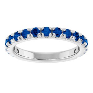 Platinum Lab-Grown Blue Sapphire French-Set Anniversary Band