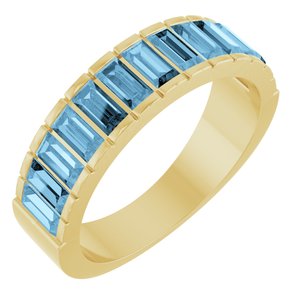 14K Yellow Gold Natural Sky Blue Topaz Channel-Set Ring