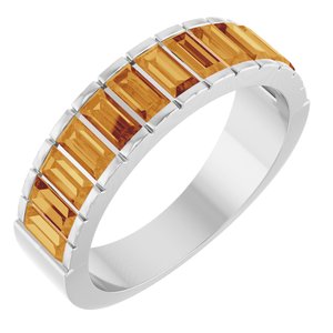 Sterling Silver Natural Citrine Channel-Set Ring