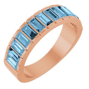 14K Rose Gold Natural Sky Blue Topaz Channel-Set Ring