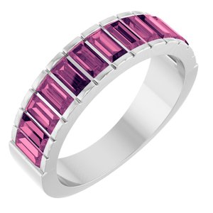 14K White Gold Natural Pink Tourmaline Channel-Set Ring