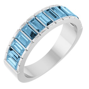 Sterling Silver Natural Sky Blue Topaz Channel-Set Ring