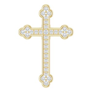 14K Yellow Gold 3/4 CTW Natural Diamond Cross Pendant