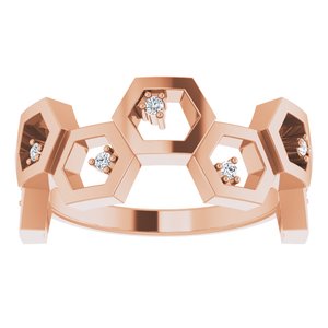 14K Rose Gold .06 CTW Natural Diamond Honeycomb Ring