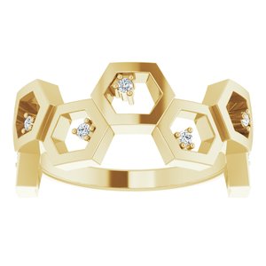 14K Yellow Gold .06 CTW Natural Diamond Honeycomb Ring