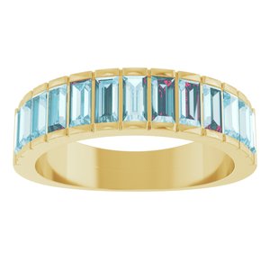 14K Yellow Gold Natural Sky Blue Topaz Channel-Set Ring