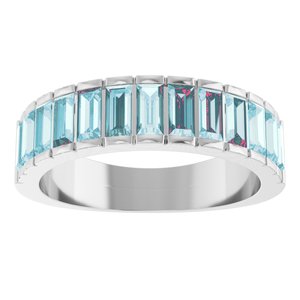 Platinum Natural Sky Blue Topaz Channel-Set Ring