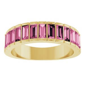 14K Yellow Gold Natural Pink Tourmaline Channel-Set Ring