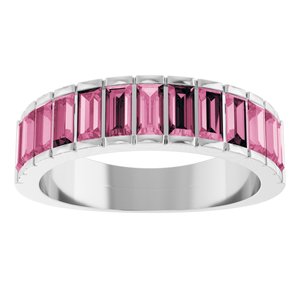 Platinum Natural Pink Tourmaline Channel-Set Ring