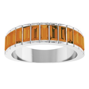 Platinum Natural Citrine Channel-Set Ring