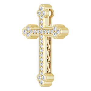 14K Yellow Gold 3/4 CTW Natural Diamond Cross Pendant