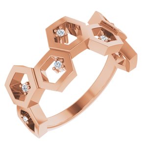 14K Rose Gold .06 CTW Natural Diamond Honeycomb Ring