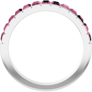 14K White Gold Natural Pink Tourmaline Channel-Set Ring