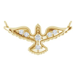 14K Yellow Gold .05 CTW Natural Diamond Petite Holy Spirit Necklace Center