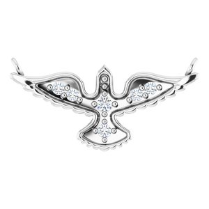 14K White Gold .05 CTW Natural Diamond Petite Holy Spirit Necklace Center