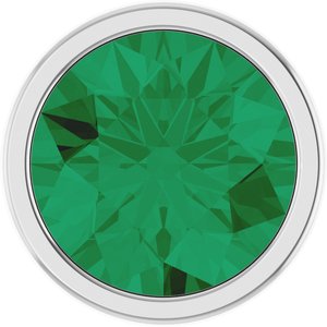 14K White Gold 2 mm Round Lab-Grown Emerald Bezel Setting