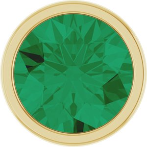 14K Yellow Gold 2 mm Round Lab-Grown Emerald Bezel Setting