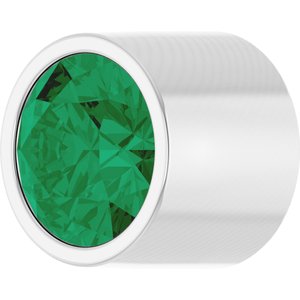 14K White Gold 2 mm Round Lab-Grown Emerald Bezel Setting
