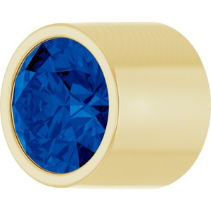 14K Yellow Gold 2 mm Round Lab-Grown Blue Sapphire Bezel Setting